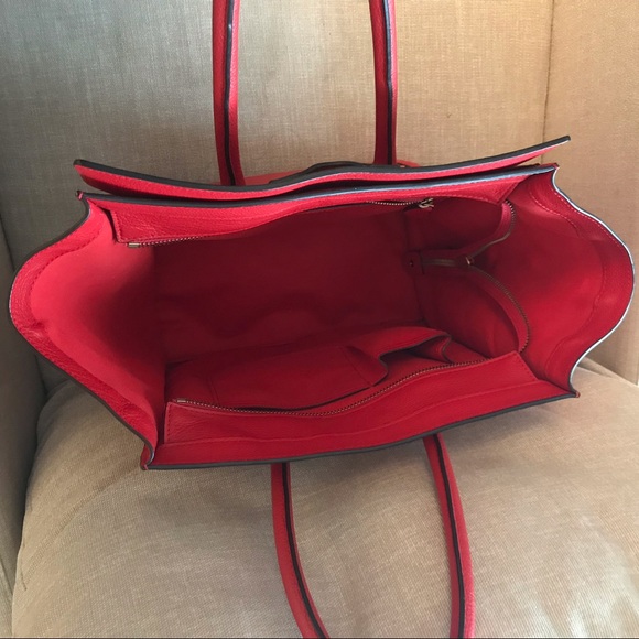Celine Mini Luggage tote in Coquelicot - Picture 4 of 8